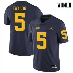 Michigan Wolverines #5 Kurt Taylor Women's Navy College Football Jersey 448465-687