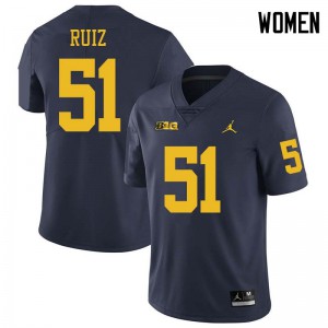 Michigan Wolverines #51 Cesar Ruiz Women's Navy College Football Jersey 989427-843