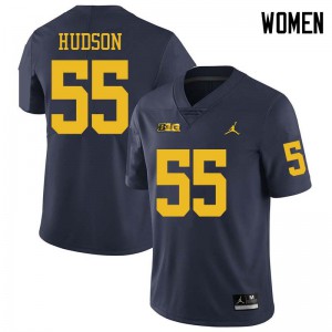 Michigan Wolverines #55 James Hudson Women's Navy College Football Jersey 344615-342