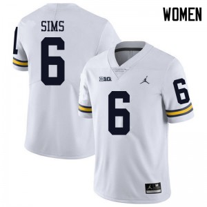 Michigan Wolverines #6 Myles Sims Women's White College Football Jersey 689908-965