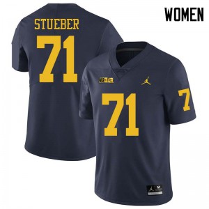 Michigan Wolverines #71 Andrew Stueber Women's Navy College Football Jersey 562593-593