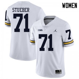 Michigan Wolverines #71 Andrew Stueber Women's White College Football Jersey 762667-931