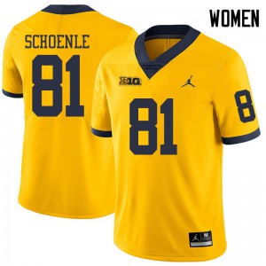 Michigan Wolverines #81 Nate Schoenle Women's Yellow College Football Jersey 295050-686