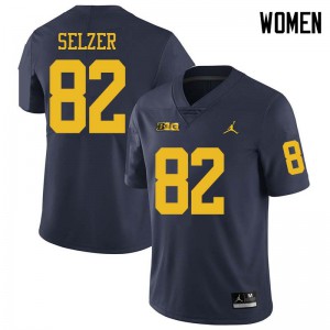 Michigan Wolverines #82 Carter Selzer Women's Navy College Football Jersey 496427-876