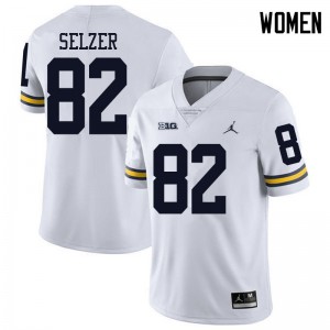 Michigan Wolverines #82 Carter Selzer Women's White College Football Jersey 312441-551