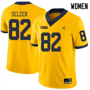 Michigan Wolverines #82 Carter Selzer Women's Yellow College Football Jersey 445235-221