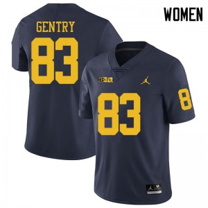 Michigan Wolverines #83 Zach Gentry Women's Navy College Football Jersey 913859-737