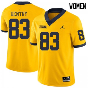 Michigan Wolverines #83 Zach Gentry Women's Yellow College Football Jersey 687081-793