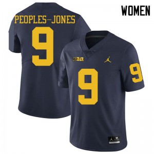 Michigan Wolverines #9 Donovan Peoples-Jones Women's Navy College Football Jersey 112552-398