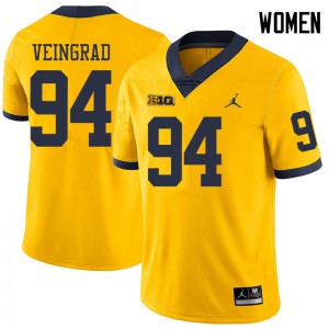 Michigan Wolverines #94 Ryan Veingrad Women's Yellow College Football Jersey 248291-958