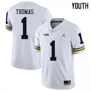 Michigan Wolverines #1 Ambry Thomas Youth White College Football Jersey 232571-259