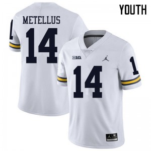 Michigan Wolverines #14 Josh Metellus Youth White College Football Jersey 323403-264