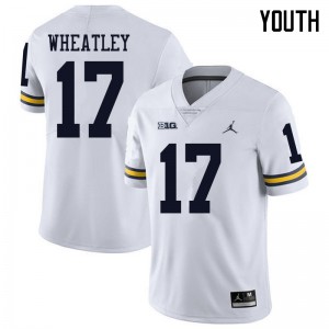 Michigan Wolverines #17 Tyrone Wheatley Youth White College Football Jersey 148599-176
