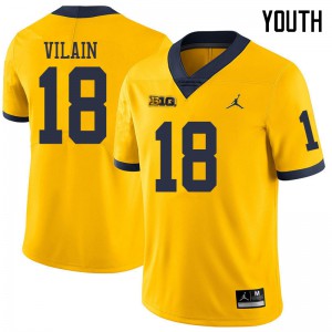 Michigan Wolverines #18 Luiji Vilain Youth Yellow College Football Jersey 293482-853