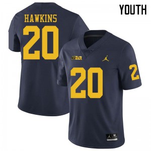 Michigan Wolverines #20 Brad Hawkins Youth Navy College Football Jersey 167174-608