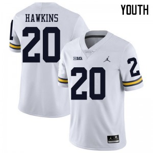 Michigan Wolverines #20 Brad Hawkins Youth White College Football Jersey 667730-524