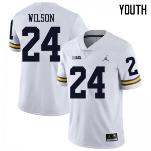 Michigan Wolverines #24 Tru Wilson Youth White College Football Jersey 381410-142