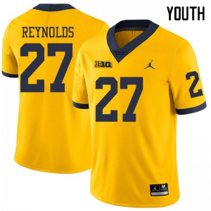 Michigan Wolverines #27 Hunter Reynolds Youth Yellow College Football Jersey 810958-179