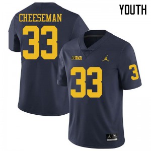 Michigan Wolverines #33 Camaron Cheeseman Youth Navy College Football Jersey 939429-562
