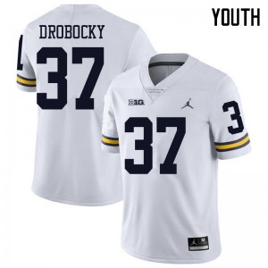 Michigan Wolverines #37 Dane Drobocky Youth White College Football Jersey 783732-939