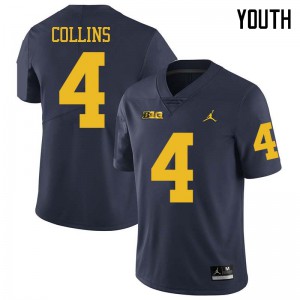 Michigan Wolverines #4 Nico Collins Youth Navy College Football Jersey 976248-823