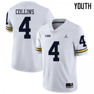 Michigan Wolverines #4 Nico Collins Youth White College Football Jersey 868120-591