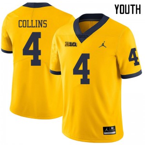 Michigan Wolverines #4 Nico Collins Youth Yellow College Football Jersey 224922-357