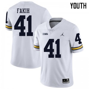 Michigan Wolverines #41 Adam Fakih Youth White College Football Jersey 612749-652