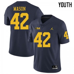 Michigan Wolverines #42 Ben Mason Youth Navy College Football Jersey 201112-999