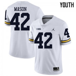 Michigan Wolverines #42 Ben Mason Youth White College Football Jersey 427810-920