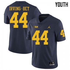 Michigan Wolverines #44 Deron Irving-Bey Youth Navy College Football Jersey 156816-477
