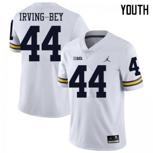 Michigan Wolverines #44 Deron Irving-Bey Youth White College Football Jersey 155634-172