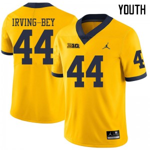 Michigan Wolverines #44 Deron Irving-Bey Youth Yellow College Football Jersey 155687-518