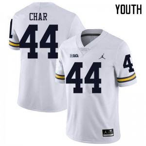 Michigan Wolverines #44 Jared Char Youth White College Football Jersey 590318-180