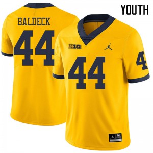 Michigan Wolverines #44 Matt Baldeck Youth Yellow College Football Jersey 149904-981
