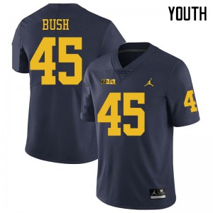Michigan Wolverines #45 Peter Bush Youth Navy College Football Jersey 242359-822
