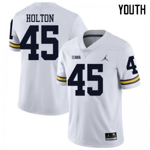 Michigan Wolverines #45 William Holton Youth White College Football Jersey 994868-131