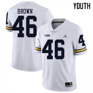 Michigan Wolverines #46 Matt Brown Youth White College Football Jersey 652234-479