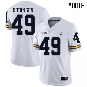 Michigan Wolverines #49 Andrew Robinson Youth White College Football Jersey 977029-197