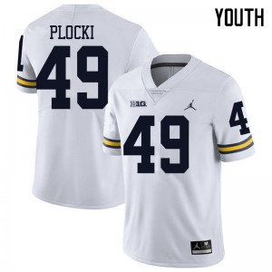 Michigan Wolverines #49 Tyler Plocki Youth White College Football Jersey 947165-209