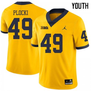 Michigan Wolverines #49 Tyler Plocki Youth Yellow College Football Jersey 955721-464
