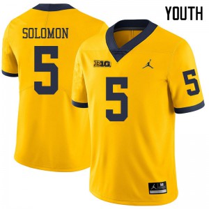 Michigan Wolverines #5 Aubrey Solomon Youth Yellow College Football Jersey 491220-505