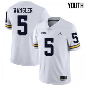 Michigan Wolverines #5 Jared Wangler Youth White College Football Jersey 497294-116