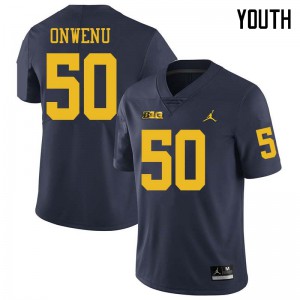Michigan Wolverines #50 Michael Onwenu Youth Navy College Football Jersey 867478-524
