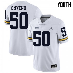 Michigan Wolverines #50 Michael Onwenu Youth White College Football Jersey 307663-348