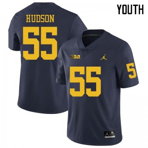 Michigan Wolverines #55 James Hudson Youth Navy College Football Jersey 378792-368
