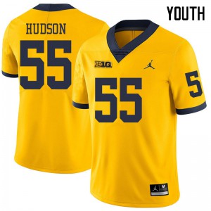 Michigan Wolverines #55 James Hudson Youth Yellow College Football Jersey 656608-762