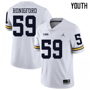 Michigan Wolverines #59 Joel Honigford Youth White College Football Jersey 592779-383