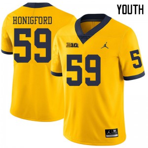 Michigan Wolverines #59 Joel Honigford Youth Yellow College Football Jersey 888613-997