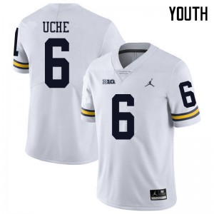 Michigan Wolverines #6 Josh Uche Youth White College Football Jersey 673192-511